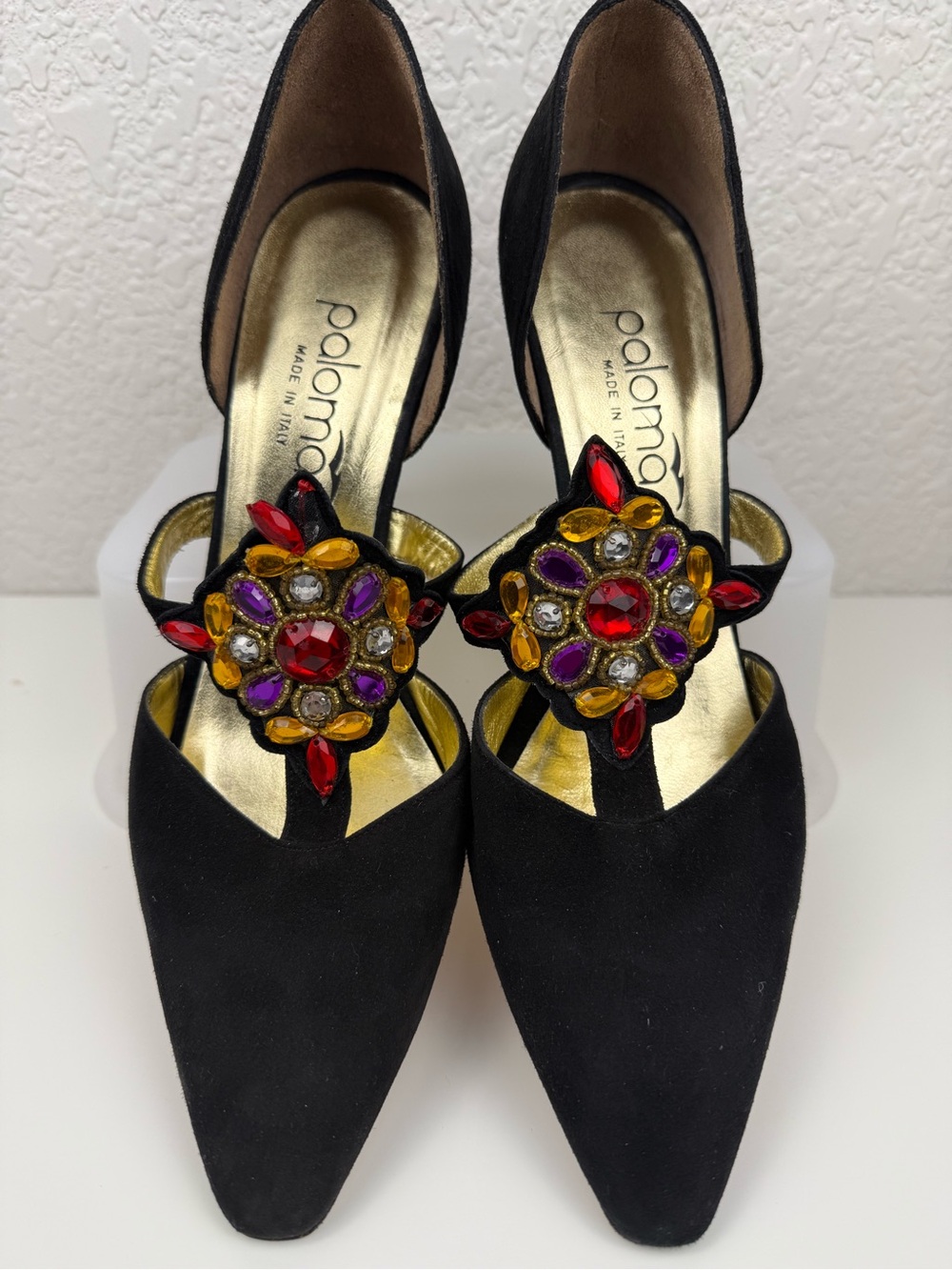 Paloma | Jeweled d'Orsay Pumps | Black Suede | Made in Italy | 8.5B
